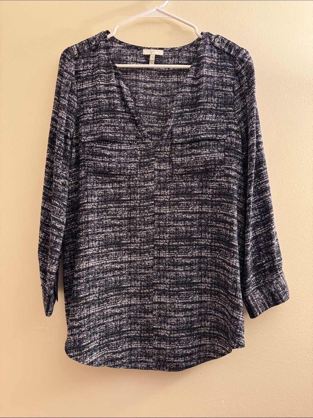 JOIE Blue & White Print Silk Blouse